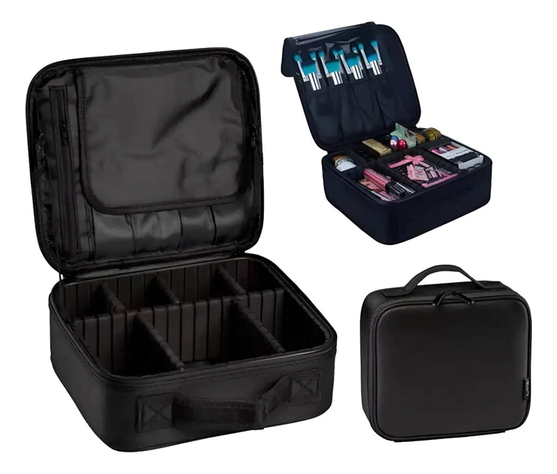 ESTUCHE ORGANIZADOR PARA COSME TICOS Y ACCESORIOS DE VIAJE COLOR NEGRO - 1