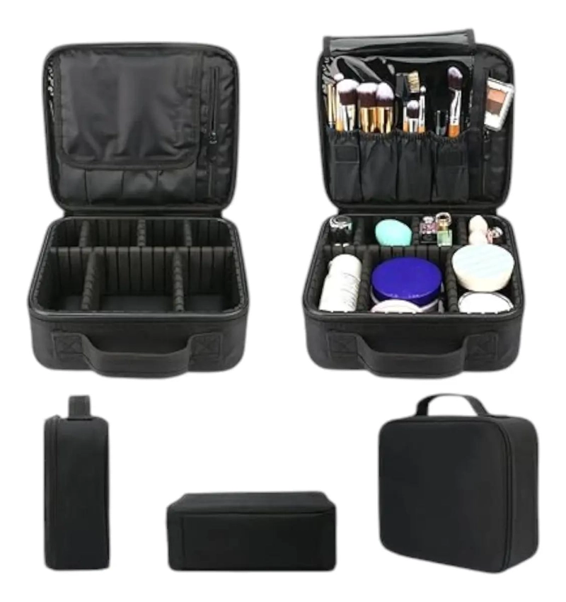 ESTUCHE ORGANIZADOR PARA COSME TICOS Y ACCESORIOS DE VIAJE COLOR NEGRO - 4