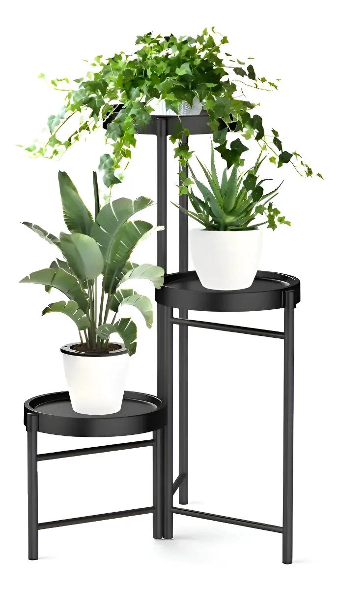 SET ORGANIZADOR METALICO CON 3 PEDESTALES Y PORTA MACETERO DESMONTABLE - 1