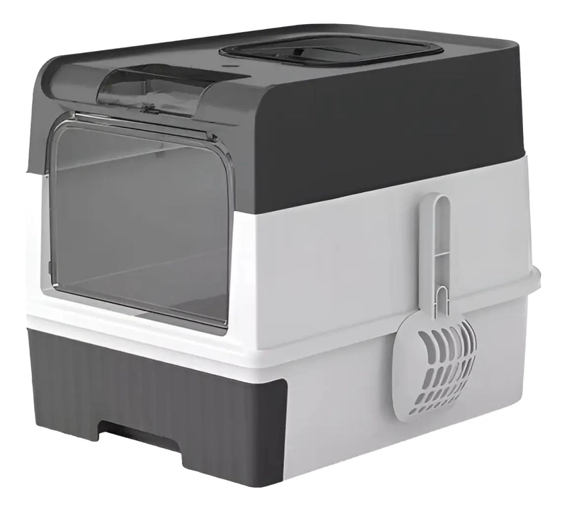 CAJA DE ARENA SANITARIA CON BANDEJA Y FILTRO DE CARBON ACTIVO PARA GATOS - 1