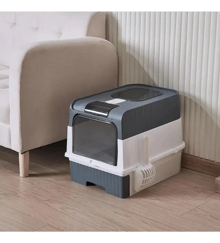 CAJA DE ARENA SANITARIA CON BANDEJA Y FILTRO DE CARBON ACTIVO PARA GATOS - 3