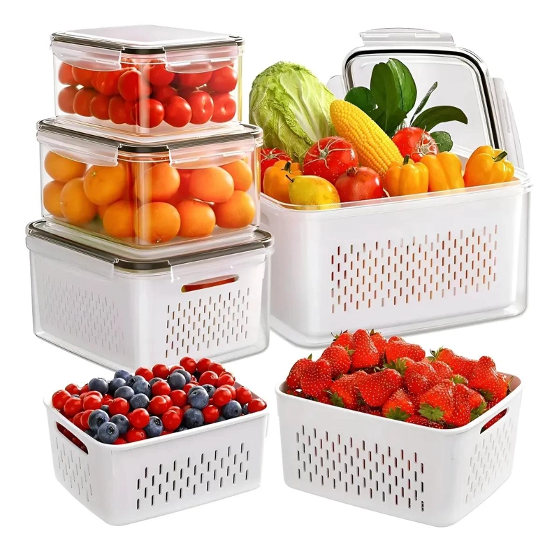 ORGANIZADOR RECTANGULAR HERME TICO PARA REFRIGERADOR DE PLASTICO RESISTENTE - 1