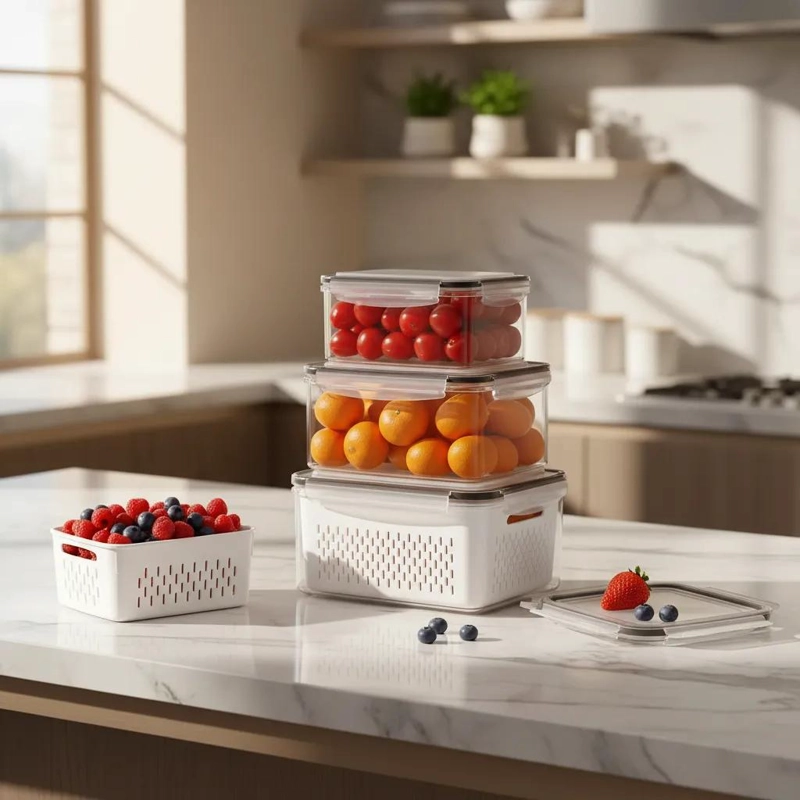 ORGANIZADOR RECTANGULAR HERME TICO PARA REFRIGERADOR DE PLASTICO RESISTENTE - 2