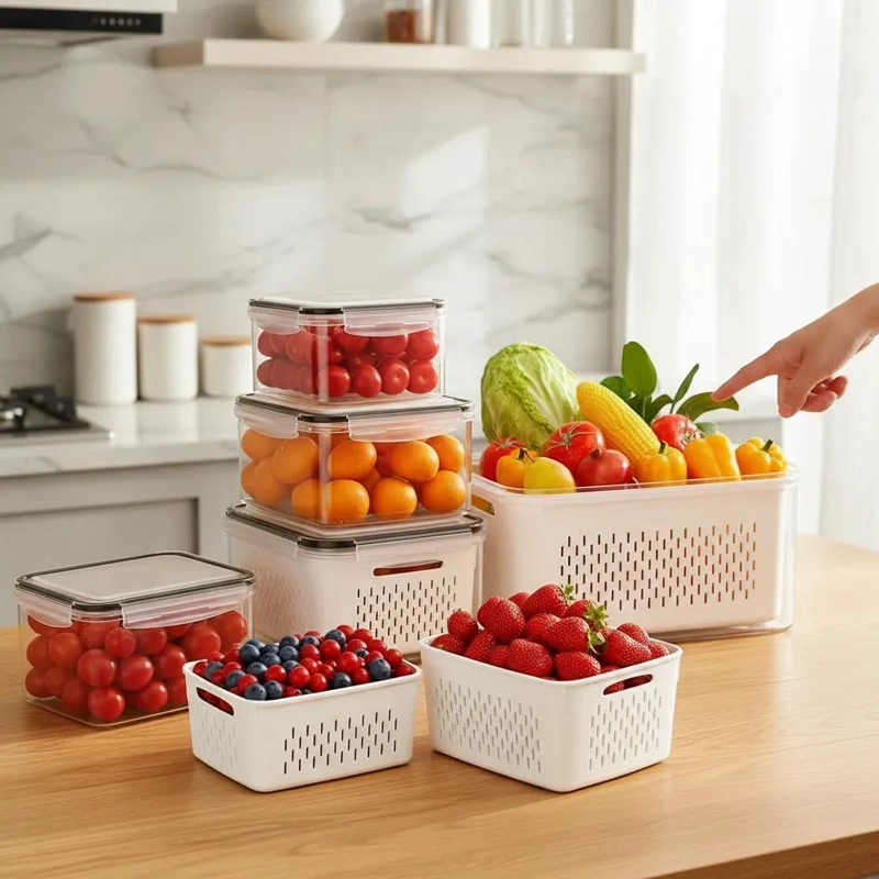 ORGANIZADOR RECTANGULAR HERME TICO PARA REFRIGERADOR DE PLASTICO RESISTENTE - 3
