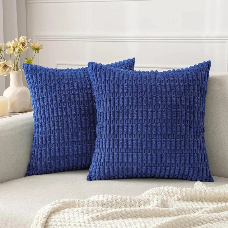 JUEGO DE 2 FUNDAS DE COJIN DECORATIVAS DE PANA ESTILO BOHEMIO 45 CM - 1