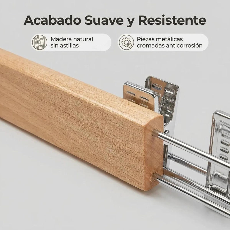 SET DE 50 PERCHEROS DE MADERA PARA COLGAR ROPA CON GANCHOS RESISTENTES - 3