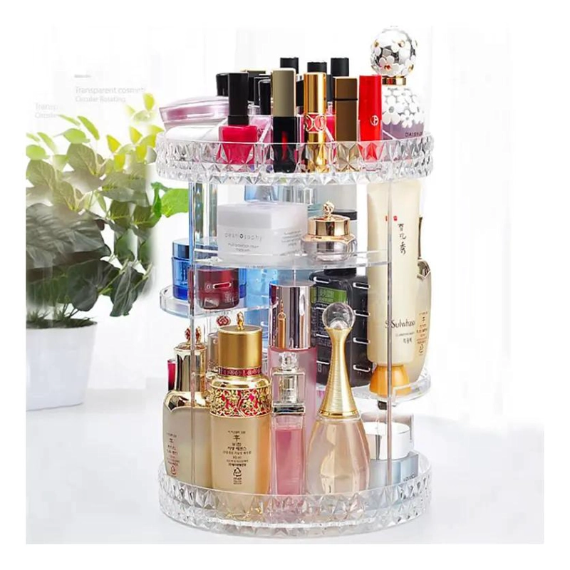 ORGANIZADOR DE MAQUILLAJE GIRATORIO DE 3 NIVELES CON ROTACION 360 GRADOS - 2