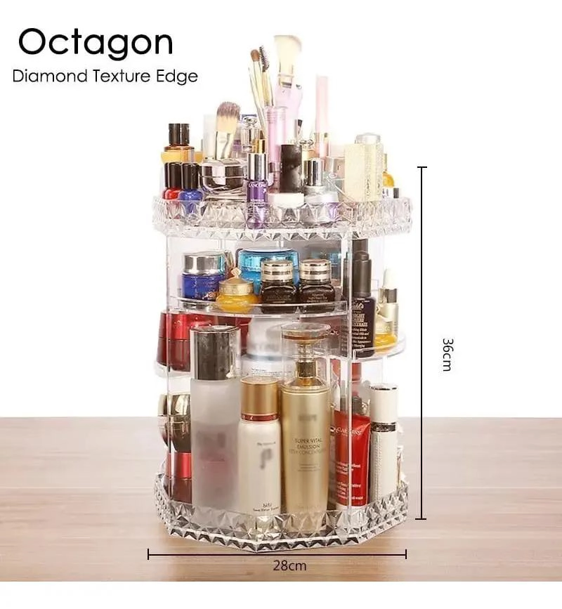 ORGANIZADOR DE MAQUILLAJE GIRATORIO DE 3 NIVELES CON ROTACION 360 GRADOS - 3