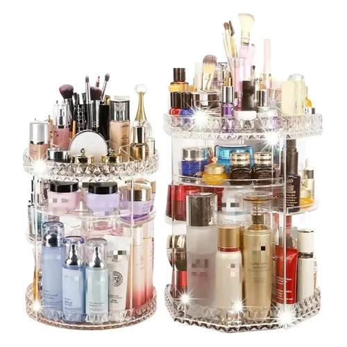 ORGANIZADOR DE MAQUILLAJE GIRATORIO DE 3 NIVELES CON ROTACION 360 GRADOS - 4
