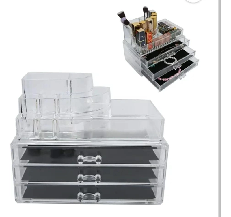 ORGANIZADOR ACRILICO PARA MAQUILLAJE CON TRES COMPARTIMIENTOS - 2
