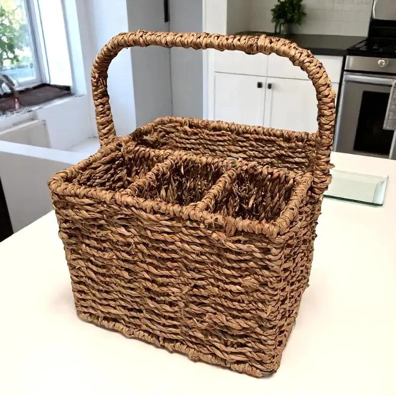 ORGANIZADOR PARA CUBIERTOS DE FIBRAS NATURALES CON COMPARTIMENTOS - 3