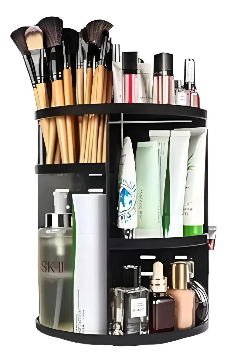 ORGANIZADOR GIRATORIO PARA MAQUILLAJE CON MULTIPLES COMPARTIMENTOS - 1
