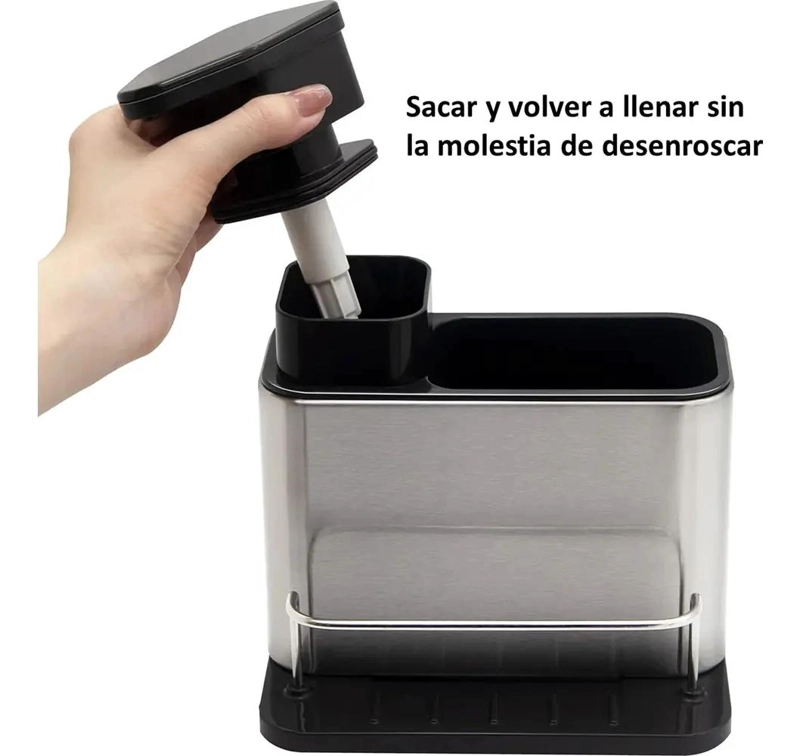 DISPENSADOR PARA LAVALOZA Y ORGANIZADOR DE COCINA EN ACERO INOXIDABLE - 3
