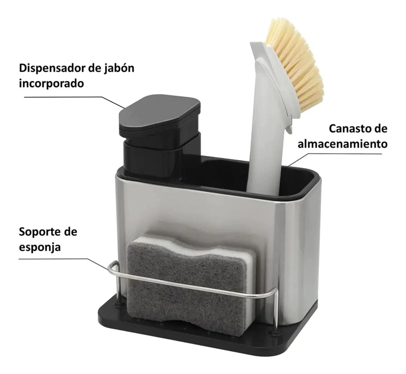 DISPENSADOR PARA LAVALOZA Y ORGANIZADOR DE COCINA EN ACERO INOXIDABLE - 4