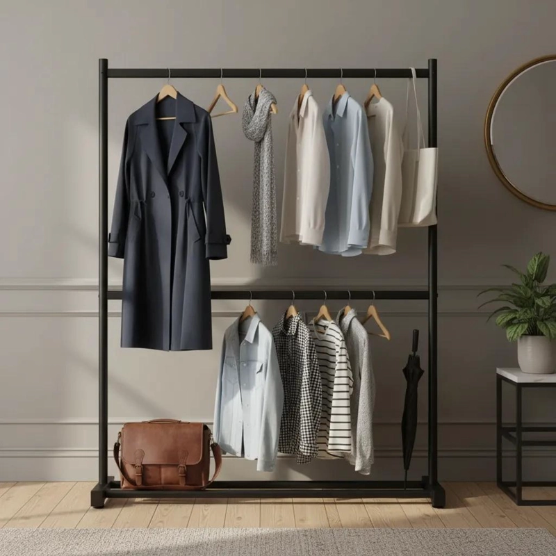 PERCHERO ORGANIZADOR COLGANTE PARA ROPA DE DOS NIVELES CON CAPACIDAD AMPLIA - 5