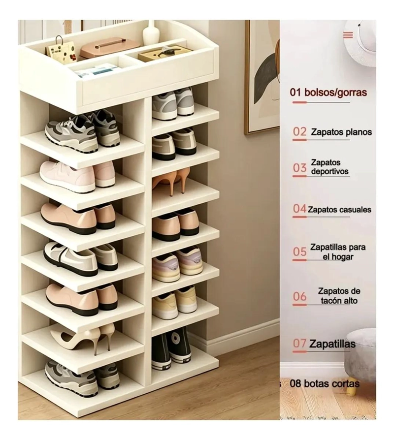 ZAPATERO ORGANIZADOR VERTICAL CON 8 NIVELES PARA 14 PARES - 4