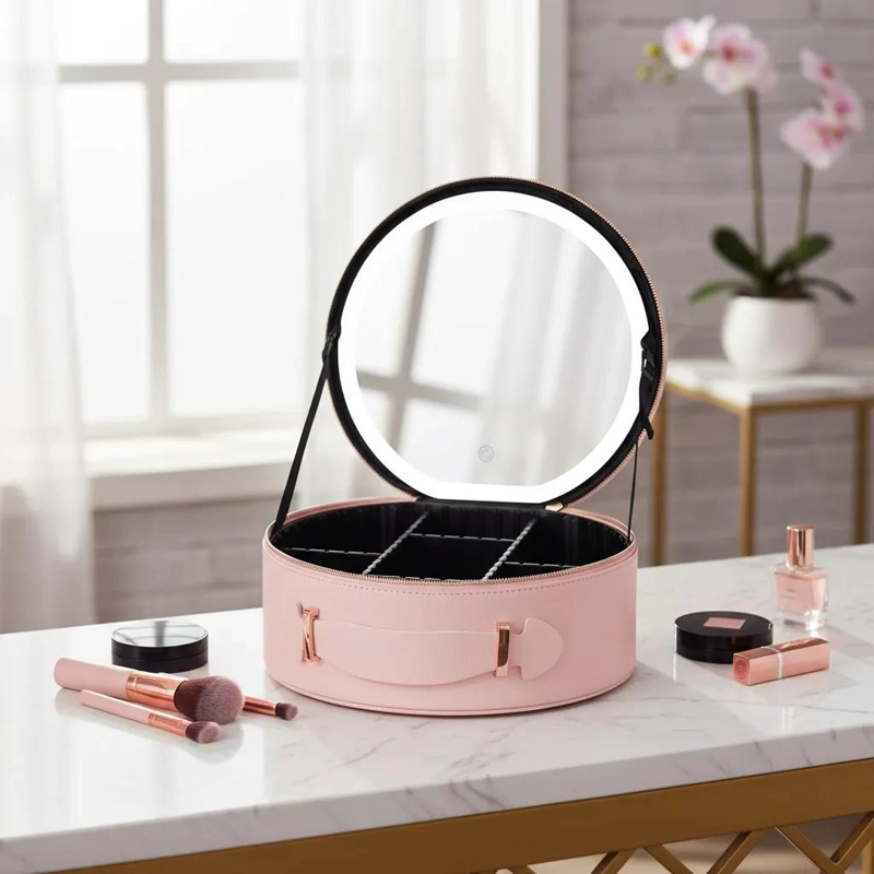 ESTUCHE ORGANIZADOR DE MAQUILLAJE CON ESPEJO Y LUZ LED INTEGRADA - 3