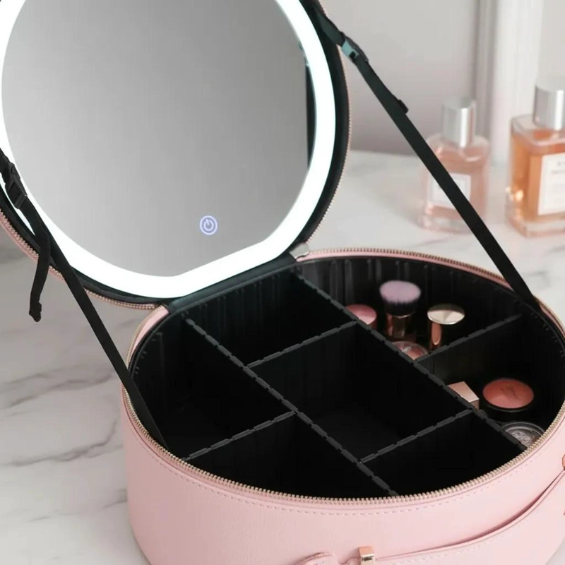 ESTUCHE ORGANIZADOR DE MAQUILLAJE CON ESPEJO Y LUZ LED INTEGRADA - 5