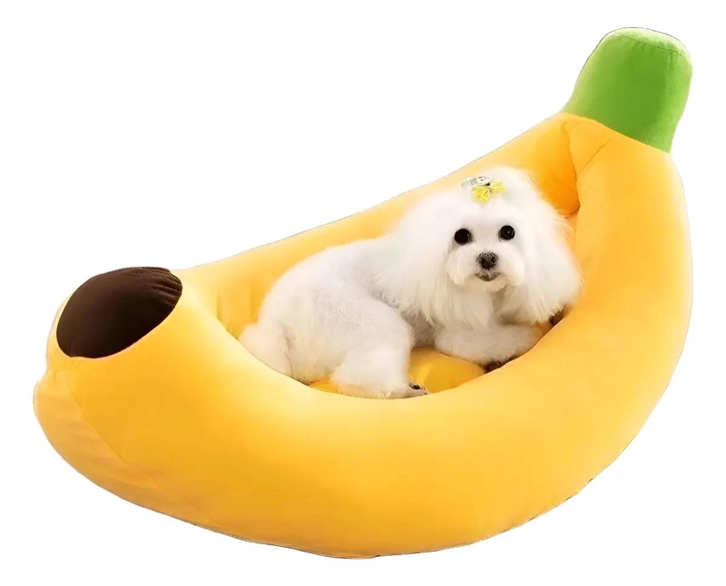 CAMA GRANDE PARA MASCOTAS CON DISEÑO ERGONOMICO EN FORMA DE BANANA - 1