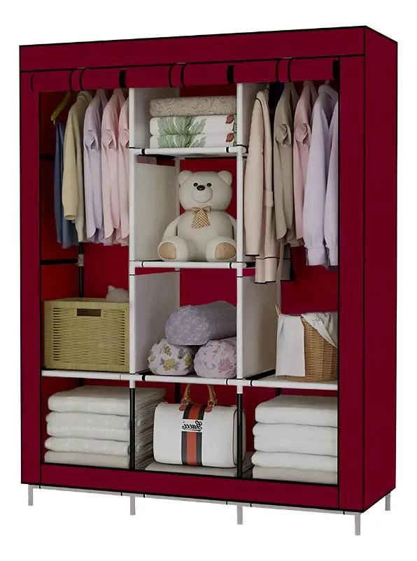 CLOSET ARMABLE ORGANIZADOR TRANSPORTABLE DE TELA PARA ROPA - 1