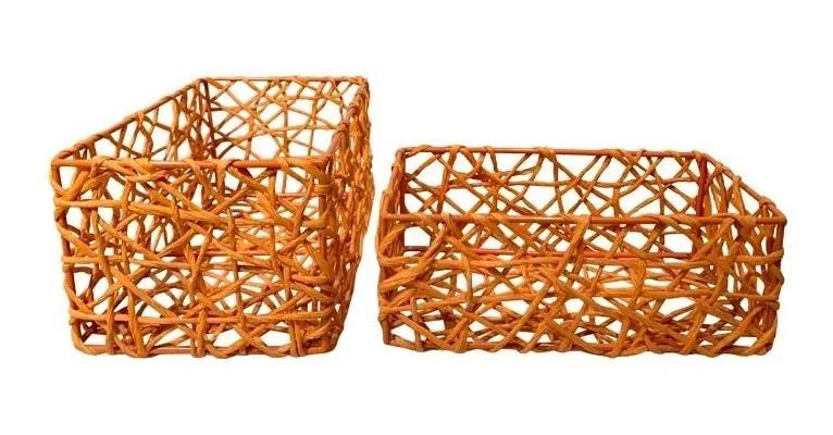 SET DE 2 CANASTOS ORGANIZADORES DE FIBRAS NATURALES PARA ALMACENAMIENTO - 2