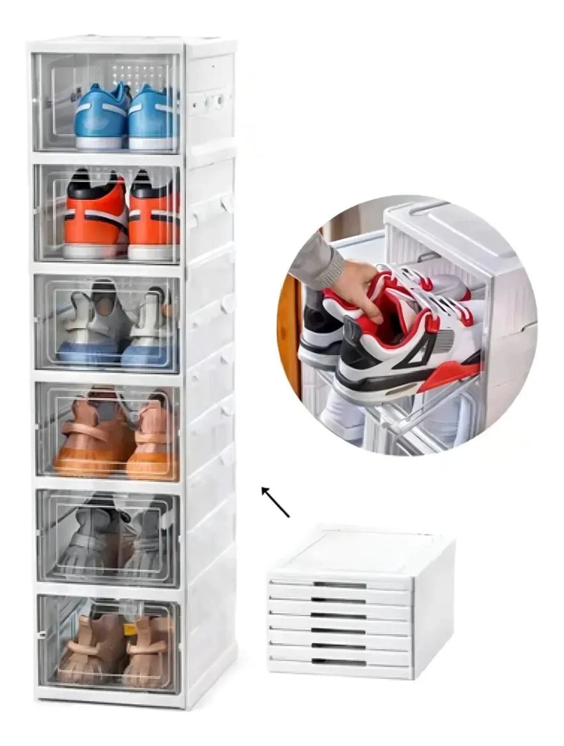 ORGANIZADOR PARA ZAPATOS ACRILICO CON 6 NIVELES PARA AHORRO DE ESPACIO - 1