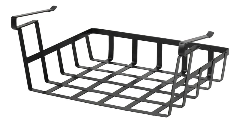 CANASTO COLGANTE PARA COCINA GRIS DE 36X26X14 CM SIN TORNILLOS - 1