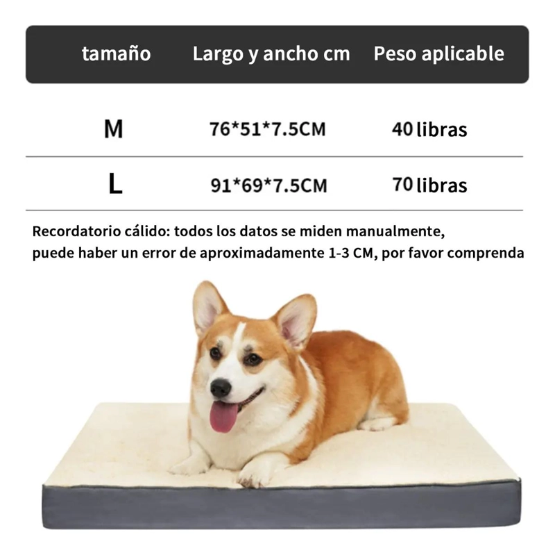 COLCHONETA PARA MASCOTAS CON ESPUMA VISCOELASTICA IMPERMEABLE Y FUNDA DESMONTABL - 2