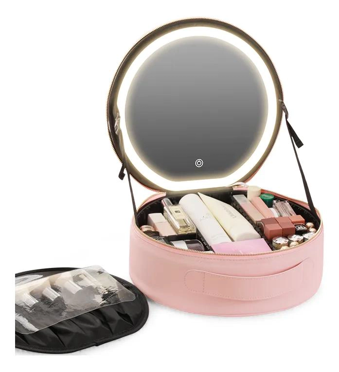 MALETIN PARA MAQUILLAJE CON ESPEJO INTEGRADO Y LUZ LED AJUSTABLE - 1