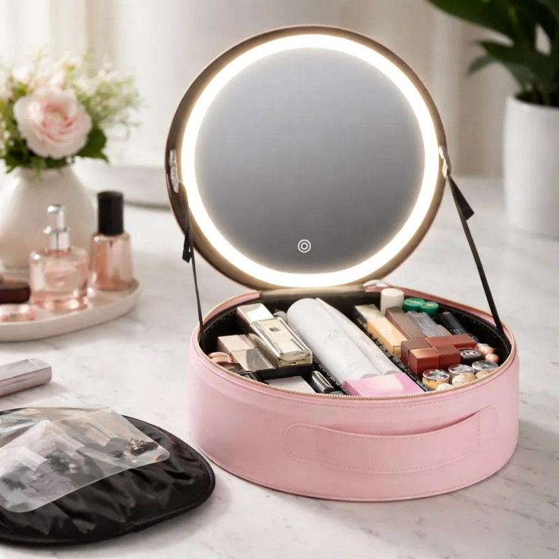 MALETIN PARA MAQUILLAJE CON ESPEJO INTEGRADO Y LUZ LED AJUSTABLE - 3