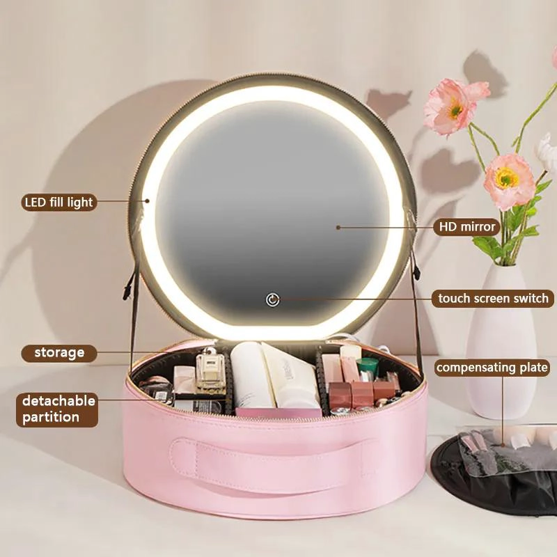 MALETIN PARA MAQUILLAJE CON ESPEJO INTEGRADO Y LUZ LED AJUSTABLE - 5