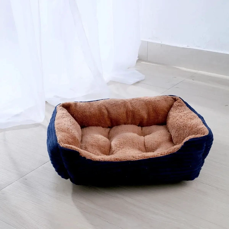 CAMA PARA MASCOTAS PERROS Y GATOS SUAVE Y COMODA AZUL 51X41X18 CM - 5