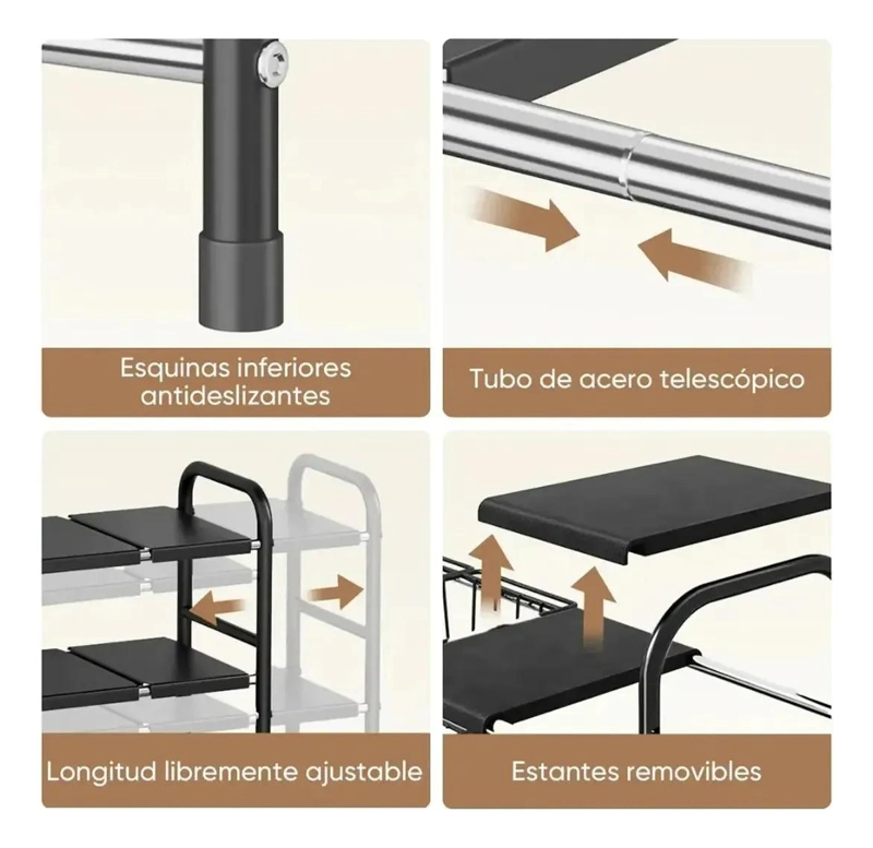 ORGANIZADOR MOVIL DE COCINA CON 2 NIVELES Y 4 CESTAS PARA FREGADERO - 3