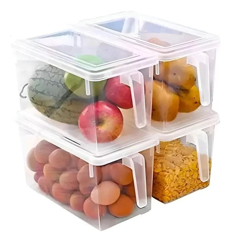 SET DE 4 CAJAS ORGANIZADORAS PARA REFRIGERADOR Y COCINA CON TAPA - 1