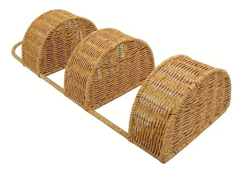 CESTA DE PARED DE MIMBRE CON TRES NIVELES PARA DECORACION - 5