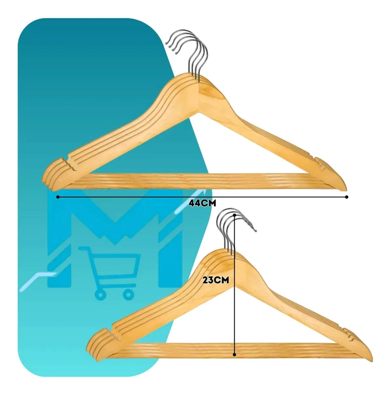 SET DE 32 COLGADORES DE MADERA CON 8 GANCHOS PARA ROPA - 2