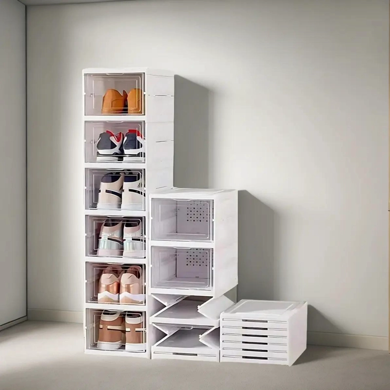 ZAPATERA PLEGABLE CON CAJA DE ALMACENAMIENTO ACRILICO DE 6 NIVELES - 2