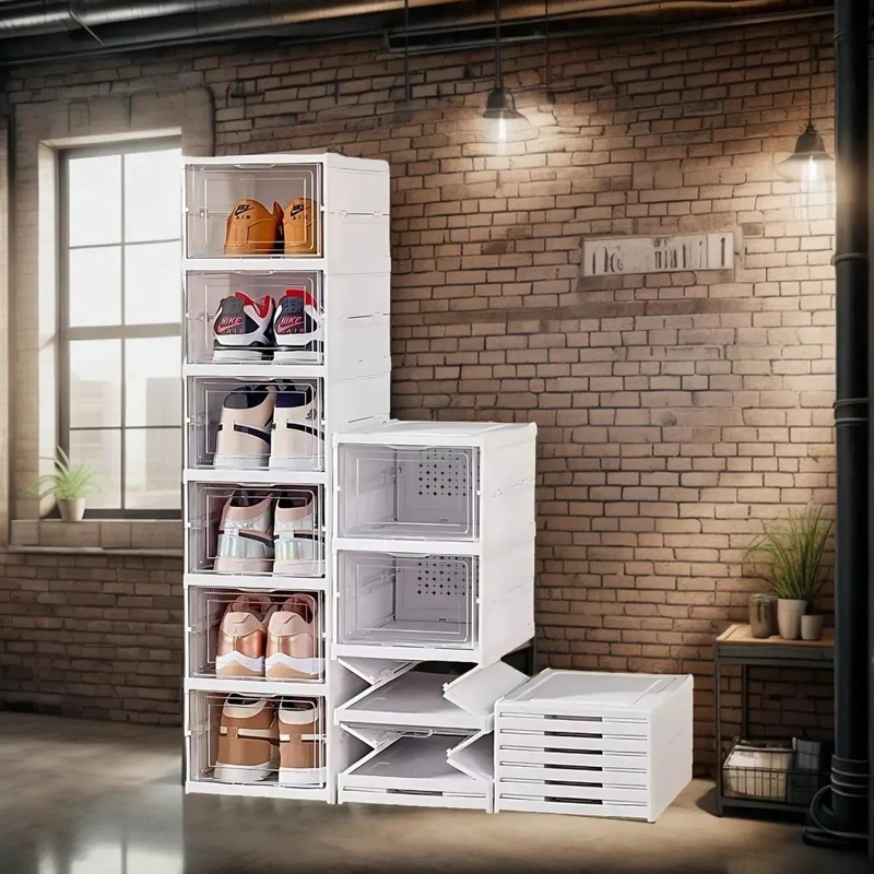 ZAPATERA PLEGABLE CON CAJA DE ALMACENAMIENTO ACRILICO DE 6 NIVELES - 3