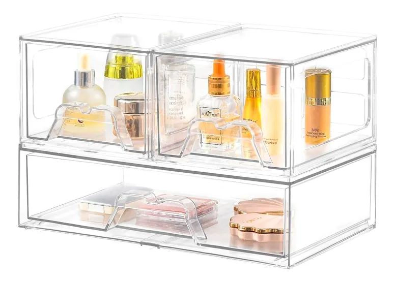 SET DE 3 CAJAS ACRILICAS PARA ORGANIZAR MAQUILLAJE Y COCINA - 1
