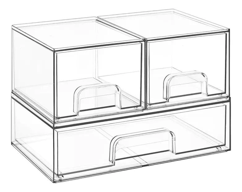 SET DE 3 CAJAS ACRILICAS PARA ORGANIZAR MAQUILLAJE Y COCINA - 2