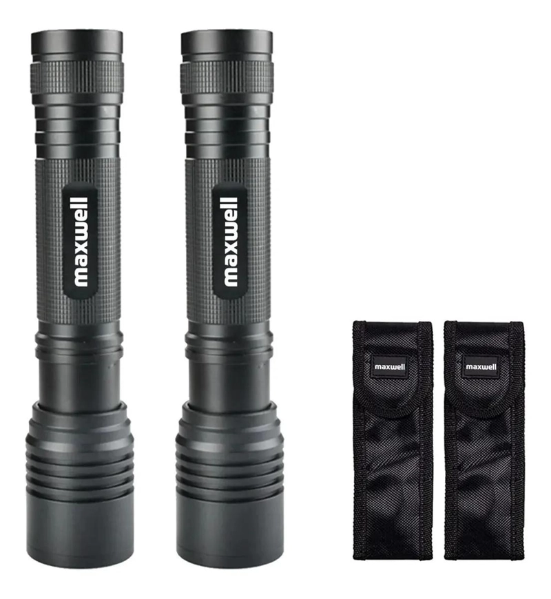 LINTERNA TACTICA LED IMPERMEABLE CON BATERIA RECARGABLE SET DE 2 UNIDADES - 2