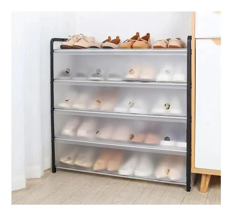 ESTANTE PLASTICO PARA ZAPATOS CON PROTECCION CONTRA POLVO Y DISEÑO COMPACTO - 3