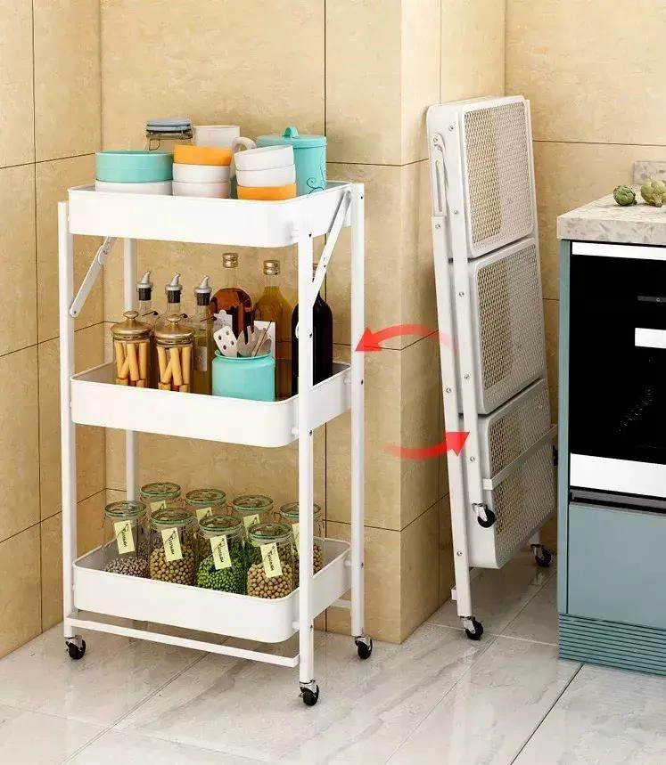 ESTANTE CARRITO ORGANIZADOR MULTIUSO PLEGABLE CON RUEDAS PARA ESPACIOS PEQUEÑOS - 3