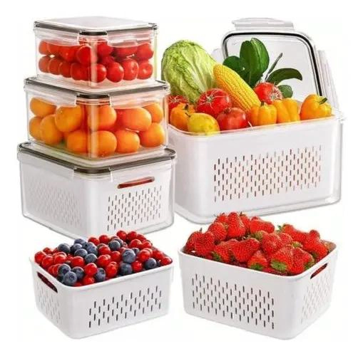 SET DE 4 CAJAS ORGANIZADORAS PARA REFRIGERADOR Y COCINA CON TAPA - 1