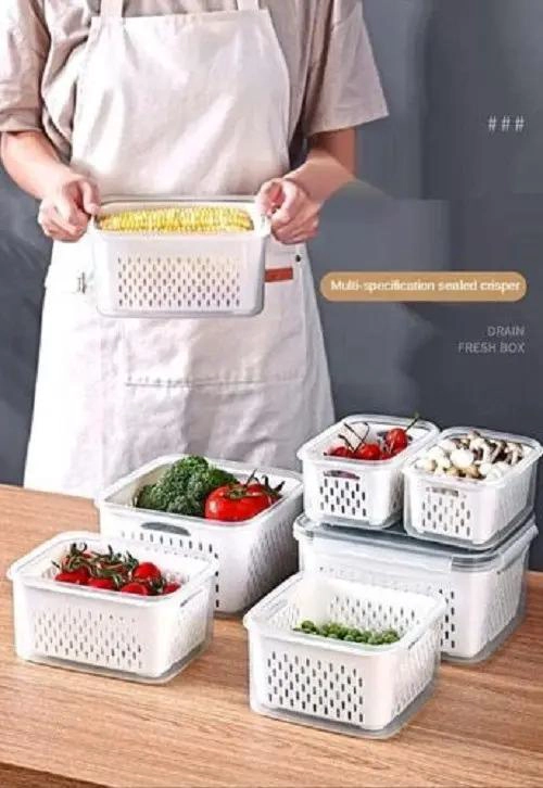SET DE 4 CAJAS ORGANIZADORAS PARA REFRIGERADOR Y COCINA CON TAPA - 4