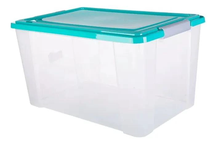 CAJA PLASTICA ORGANIZADORA CON TAPA COLOR SURTIDO CAPACIDAD 68 LITROS - 1