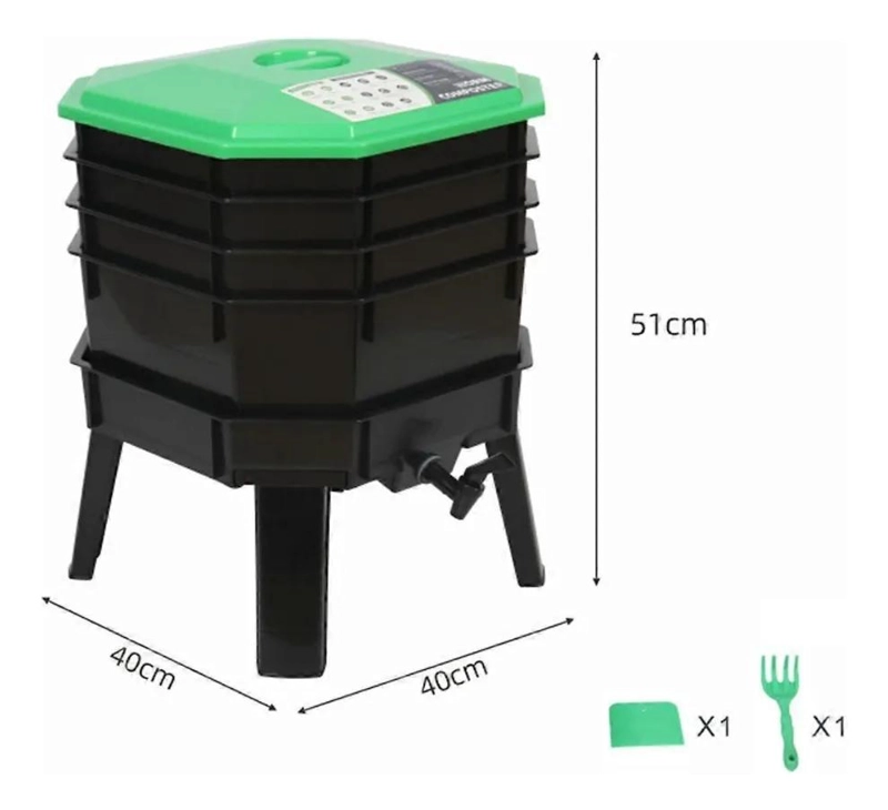 COMPOSTERA VERMICOMPOSTAJE CON 5 BANDEJAS PARA HOGAR Y JARDIN - 2