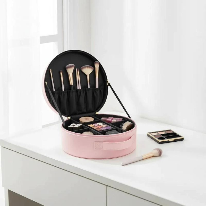 ORGANIZADOR REDONDO PARA MAQUILLAJE CON ESPEJO Y LUZ LED INTEGRADA - 3