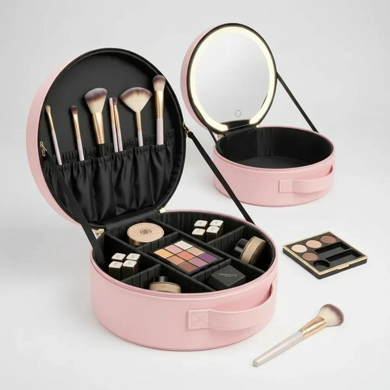 ORGANIZADOR REDONDO PARA MAQUILLAJE CON ESPEJO Y LUZ LED INTEGRADA - 5
