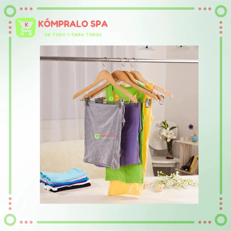SET DE 20 COLGADORES DE MADERA CON BARRA METALICA PARA PANTALONES DE 44 CM - 4